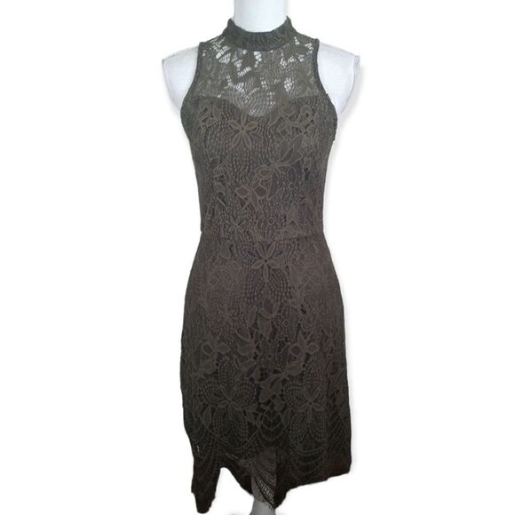 XHILARATION OLIVE GREEN LACE HALTER DRESS SZ.M EUC - Picture 1 of 11
